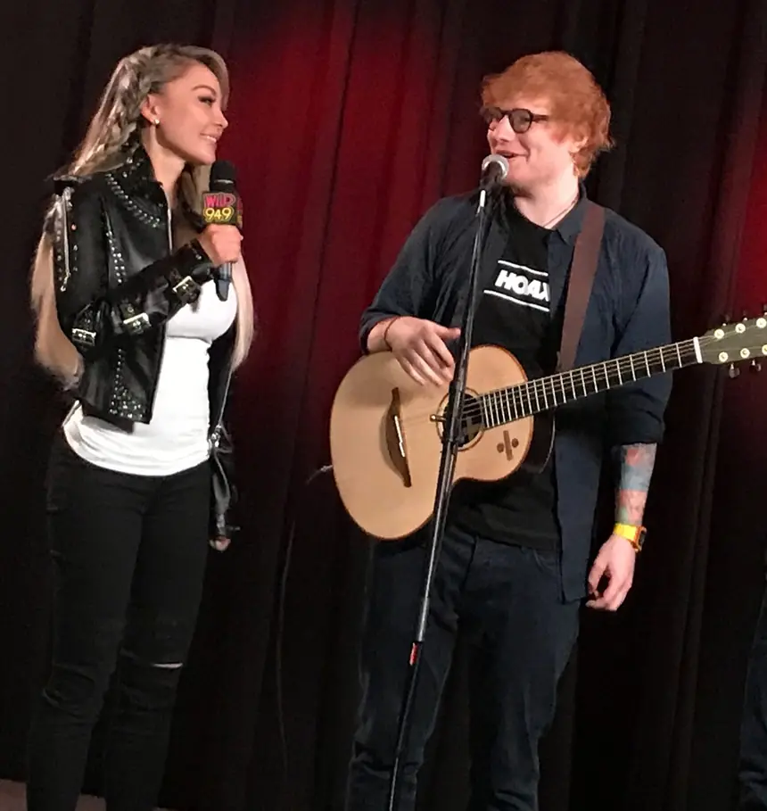Natasha Yi interviewing Ed Sheeran for Wild 94.9
